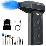 EUKI Souffleur Air Comprimé PC, 150000 TR/Min de Pulvérisation d’Air Comprimé avec Batterie 6000mAh, Soufflette Air Comprimé, Bombe Air Sec pour Clavier, Électronique, Bombe Air Sec Nettoyage PC