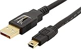 Amazon Basics Câble USB-A 2.0 vers mâle Mini USB, 0.9 m, Noir, Compatible avec Ordinateur