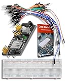 AZDelivery MB 102 Kit Électronique: Platine d'essai à 830 Points Breadboard + Adaptateur Secteur (3,3V/5V) + 65 Morceaux de câbles Compatible avec Arduino et Raspberry Pi incluant Un E-Book!