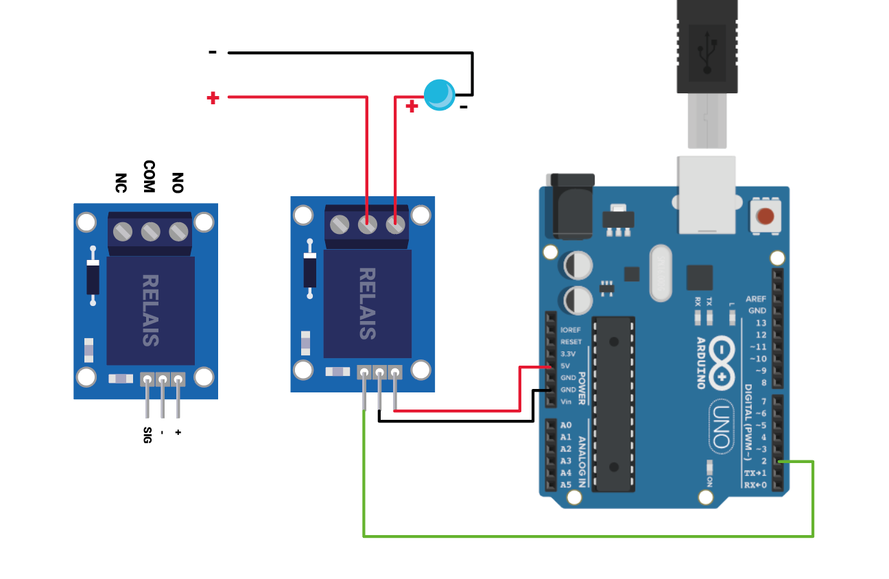 Branchement du module relais à l'Arduino, schéma module relais arduino